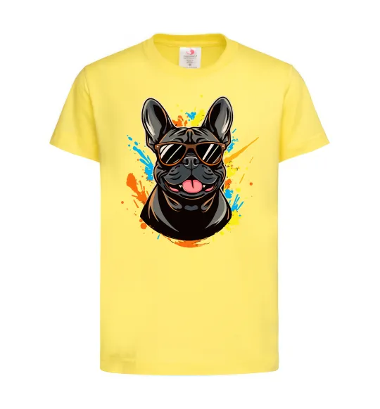 Дитяча футболка French bulldog sunglasses Лимонний фото