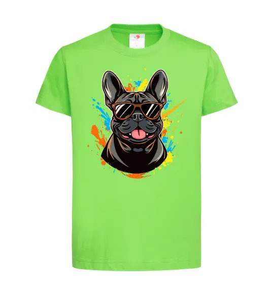 Дитяча футболка French bulldog sunglasses Лаймовий фото