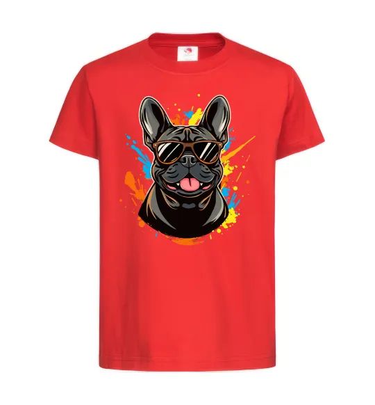 Дитяча футболка French bulldog sunglasses Червоний фото