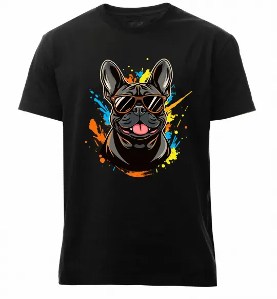 Чоловіча преміум футболка French bulldog sunglasses Чорний фото