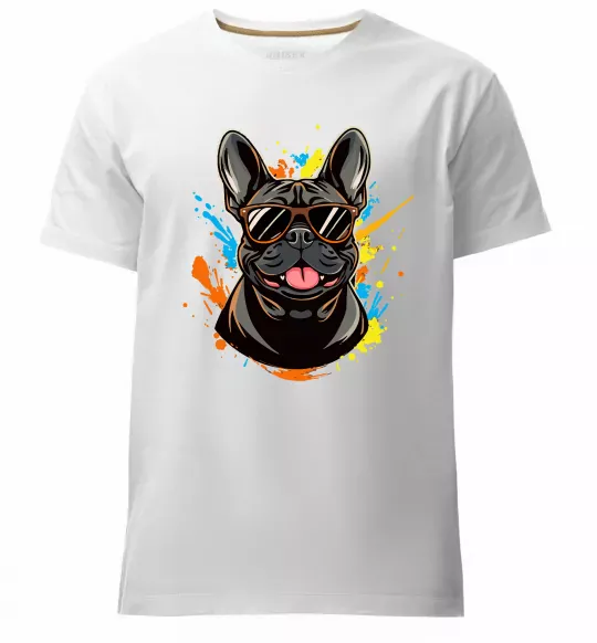 Чоловіча преміум футболка French bulldog sunglasses Білий фото