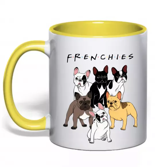 Чашка с цветной ручкой Frenchies Солнечно желтый фото