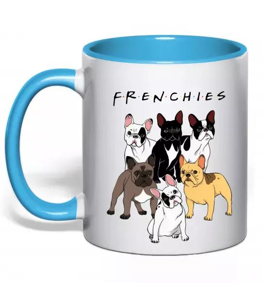 Чашка с цветной ручкой Frenchies Голубой фото