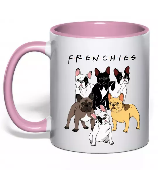 Чашка с цветной ручкой Frenchies Нежно розовый фото