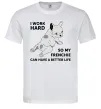 Мужская футболка I work hard for my frenchie Белый фото