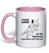 Чашка з кольоровою ручкою I work hard for my frenchie Ніжно рожевий Чашка з кольоровою ручкою I work hard for my frenchie Ніжно рожевий фото