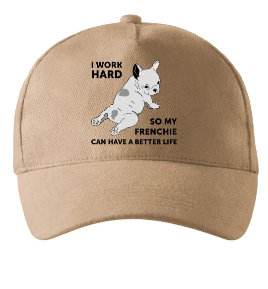 Кепка I work hard for my frenchie Песочный фото