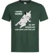 Мужская футболка I work hard for my frenchie Темно-зеленый фото