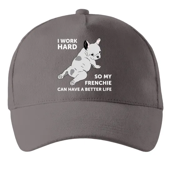 Кепка I work hard for my frenchie Сірий фото