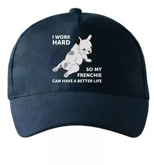 Кепка I work hard for my frenchie Темно-синий фото