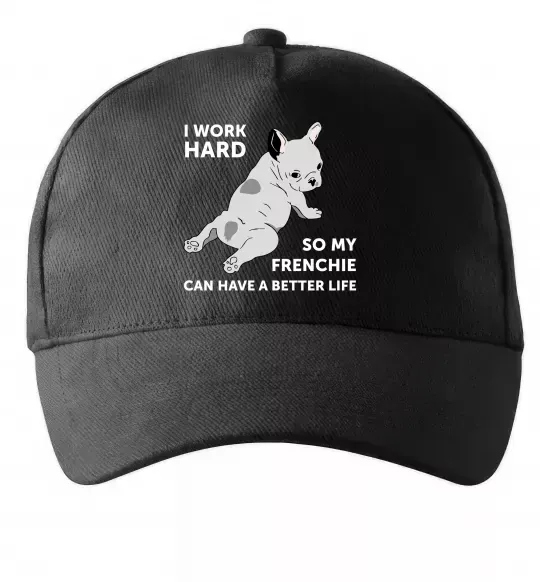 Кепка I work hard for my frenchie Черный фото