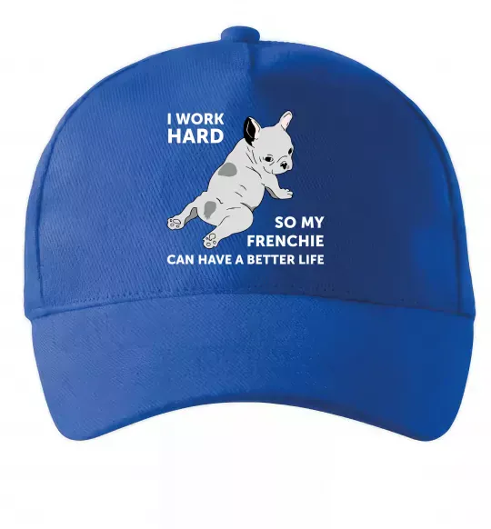 Кепка I work hard for my frenchie Ярко-синий фото