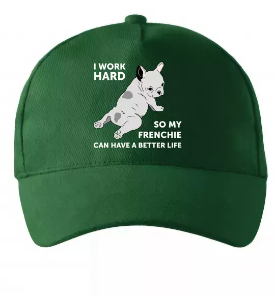 Кепка I work hard for my frenchie Темно-зеленый фото
