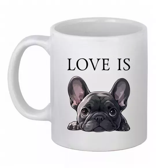 Чашка керамічна Love is frenchie Білий фото
