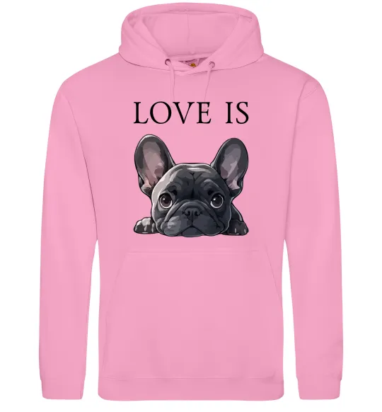 Чоловіча толстовка (худі) Love is frenchie Рожевий фото