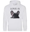 Женская толстовка (худи) Love is frenchie Серый меланж фото