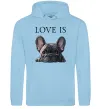 Жіноча толстовка (худі) Love is frenchie Блакитний фото