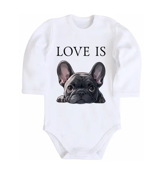 Дитячий бодік Love is frenchie Білий фото