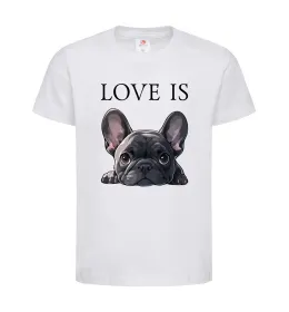 Детская футболка Love is frenchie Белый фото