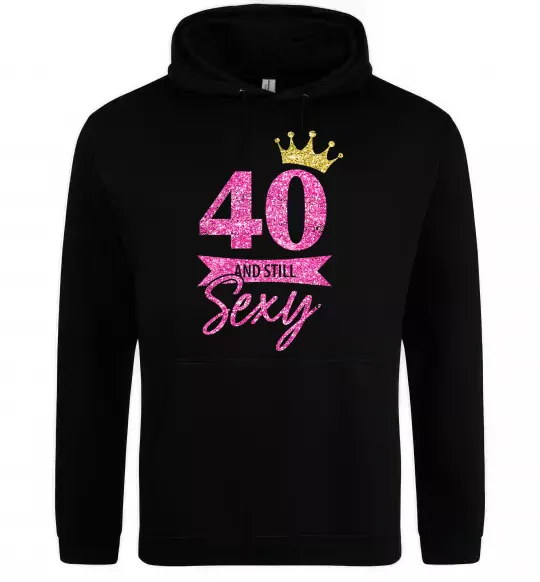 Мужская толстовка (худи) 40 and still sexy Черный фото