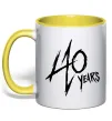 Чашка с цветной ручкой 40 years Лимонный фото