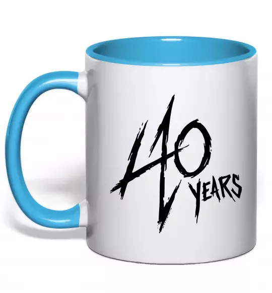 Чашка с цветной ручкой 40 years Голубой фото