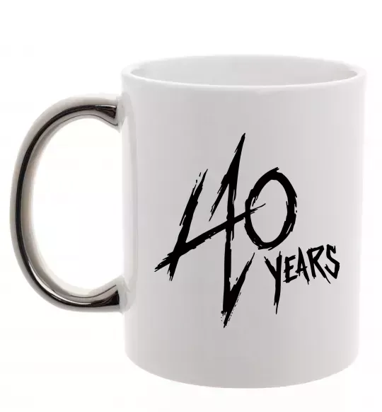 Чашка с цветной ручкой 40 years Серебро фото