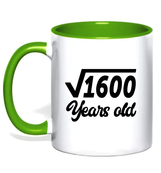 Чашка с цветной ручкой Корінь з 1600 years old Лаймовый фото