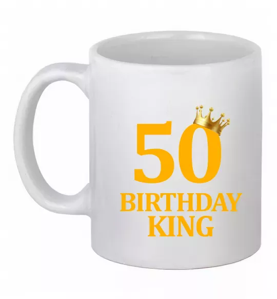 Чашка керамическая 50 Birthday king Белый фото