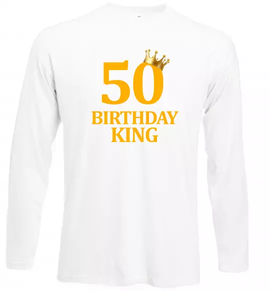 Лонгслів 50 Birthday king Білий фото