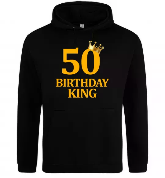 Мужская толстовка (худи) 50 Birthday king Черный фото