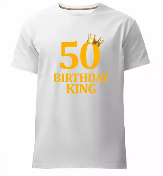 Чоловіча преміум футболка 50 Birthday king Білий фото