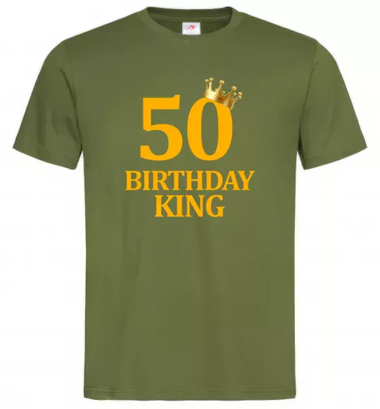 Чоловіча футболка 50 Birthday king Оливковий фото