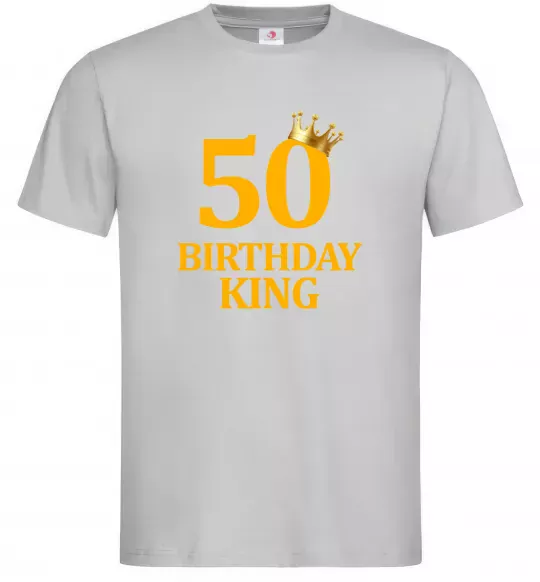 Чоловіча футболка 50 Birthday king Сірий фото
