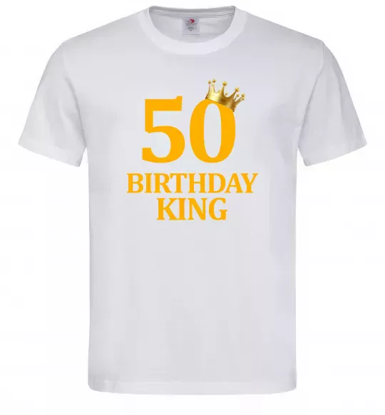 Чоловіча футболка 50 Birthday king Білий фото