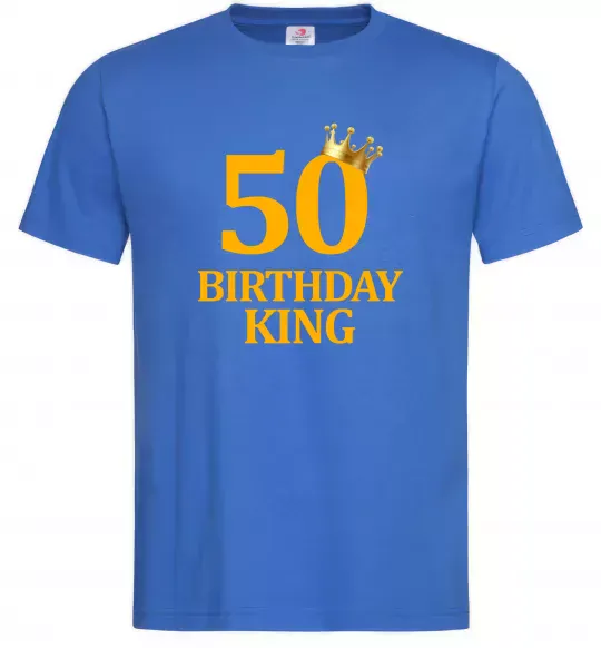 Чоловіча футболка 50 Birthday king Яскраво-синій фото