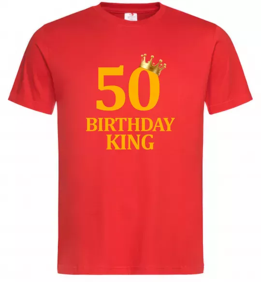 Чоловіча футболка 50 Birthday king Червоний фото