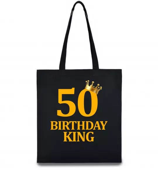 Еко-сумка 50 Birthday king Чорний фото