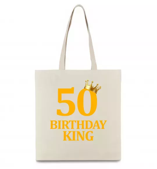 Еко-сумка 50 Birthday king Бежевий фото