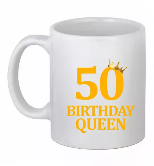 Чашка керамічна 50 birthday queen Білий фото