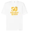 Футболка Оверсайз 50 birthday queen Белый фото
