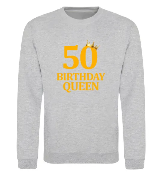Свитшот 50 birthday queen Серый меланж фото