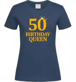 Женская футболка 50 birthday queen Темно-синий фото