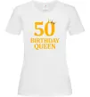 Жіноча футболка 50 birthday queen Білий фото