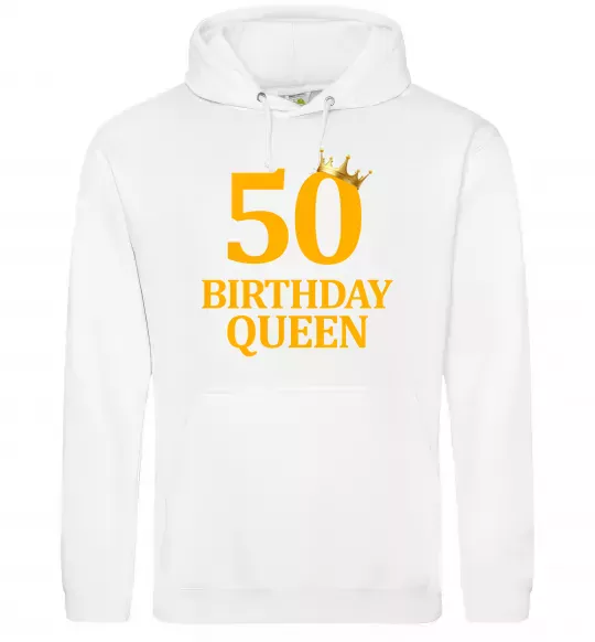 Жіноча толстовка (худі) 50 birthday queen Білий фото