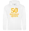 Жіноча толстовка (худі) 50 birthday queen Білий фото