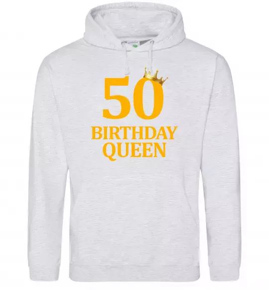 Жіноча толстовка (худі) 50 birthday queen Сірий меланж фото