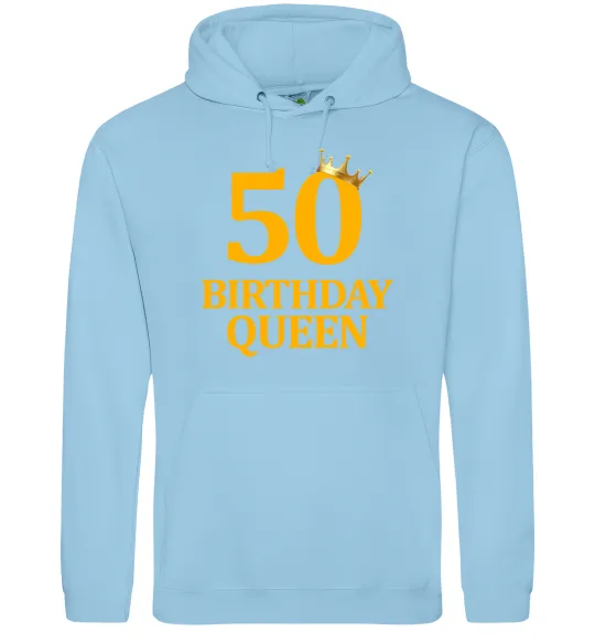 Жіноча толстовка (худі) 50 birthday queen Блакитний фото