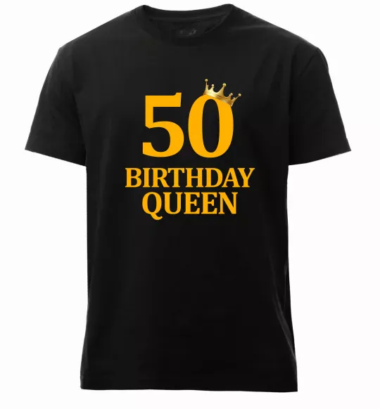 Мужская премиум футболка 50 birthday queen Черный фото