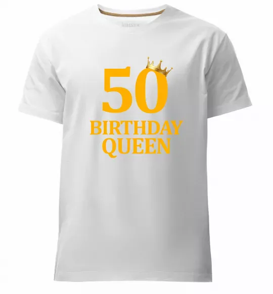 Мужская премиум футболка 50 birthday queen Белый фото